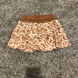 Offline by Aerie Leopard Print Brown Ruffle Skirt